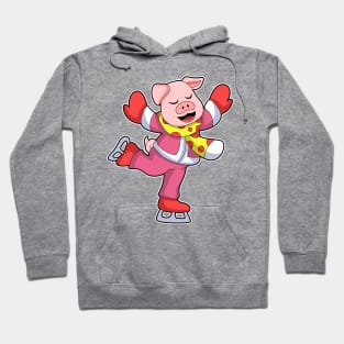 Pig at Ice skating with Ice skates Hoodie